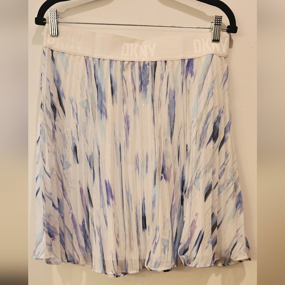 DKNY Blue and White A-Line Skirt